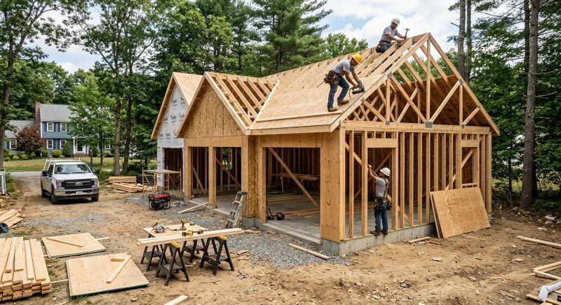 Two Story Garage Construction in Cypress, TX